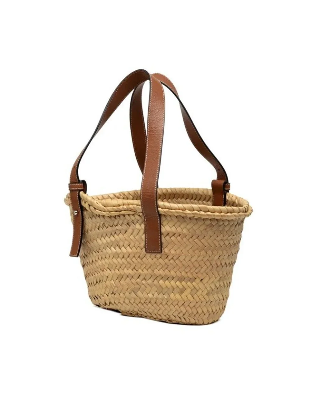 Loewe Basket Bag Small Handbag Bag Natural Brown Raffia Leather